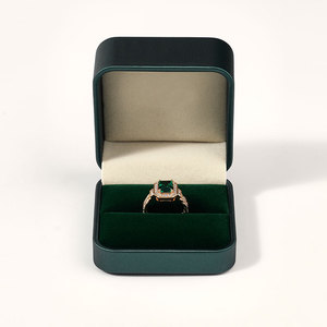 Caja de Anillos de Boda FANXI, Caja de Joyería de Terciopelo con Estampado Dorado, Empaque de Joyería de Lujo, Caja de Joyería Personalizada para Anillos de Diamantes - Product Image 1