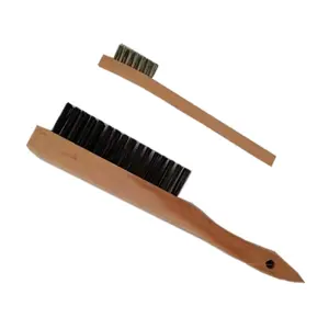 Factory Supply Shoe Handle Wire Scratch Brush Kit including Small Stainless Steel Wire Brush and Large Carbon Steel Wire Brush
