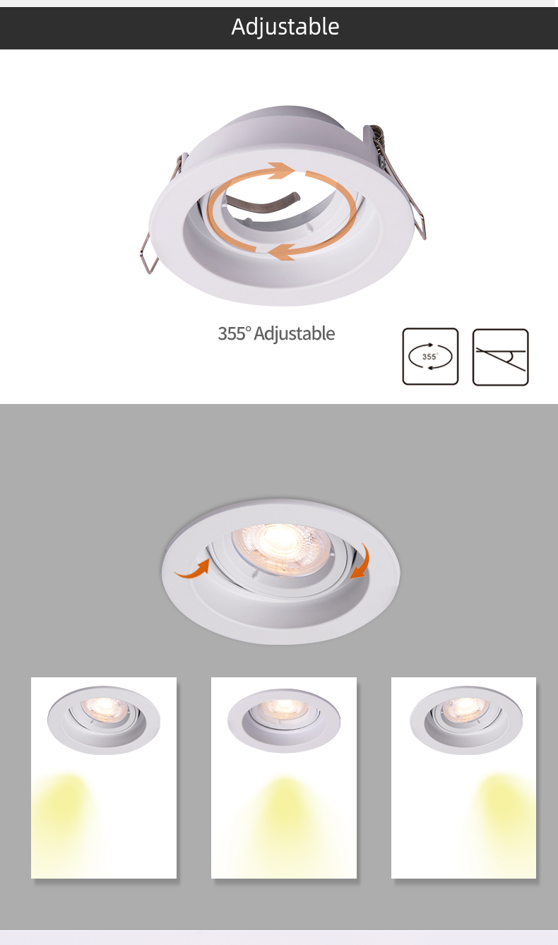 Apartment Recessed Cob Downlight GU5.3 Round Black Adjustable LED Down Light