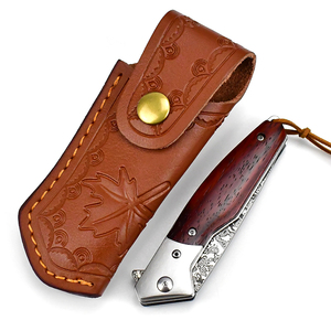 Coltello Tascabile da Campeggio e <span class=keywords><strong>Caccia</strong></span>, Lama in Acciaio Damascato a 107 Strati, Pieghevole con Fodero, Personalizzabile OEM, Grado Industriale - Product Image 2