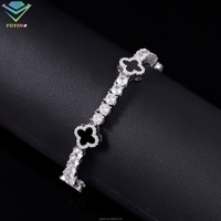 Bracelet Tennis en Argent S925 avec Moissanite 3/4/5mm, Agate Noire Naturelle, Onyx, Trèfle, Chaîne Tennis, Bijoux