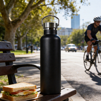 Bouteille d'eau isotherme en acier inoxydable 18/8 de 750 ml avec couvercle, personnalisable avec logo, très vendue pour le sport