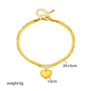 Chaîne de cheville double rang en acier inoxydable doré avec pendentif cœur gravé « Je t'aime », bijou de pied minimaliste pour femme au quotidien - Product Image 5