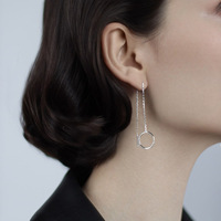 Boucles d'oreilles pendantes en argent sterling 925 plaqué rhodium, géométriques, circulaires, avec pampilles en zircon, minimalistes, bijoux pour femmes, cadeau, à porter au quotidien