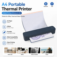Imprimante thermique portable A4 sans encre USB pour reçus, imprimante thermique mini sans fil pour bureaux, impression directe de tatouages