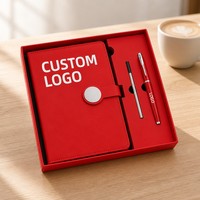 Coffret Cadeau d'Affaires avec Fermoir à Disque : Carnet A5 en Cuir PU Premium, Stylo Métallique, Recharge de Stylo, Coins Arrondis, Logo Personnalisé pour Entreprise, Exécutif