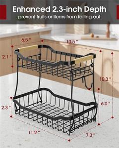 2-Tier có thể tháo rời dây trái cây và rau giỏ bếp Countertop sản xuất lưu trữ với chuối móc áo bền vật liệu kim loại - Product Image 6