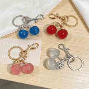 Custom Logo Cherry Keychain <b>Bag</b> Charm for Purses Handbags Fruit Keyring Women <b>Gifts</b> Custom Branding Factory Direct Wholesale - Product Image 6