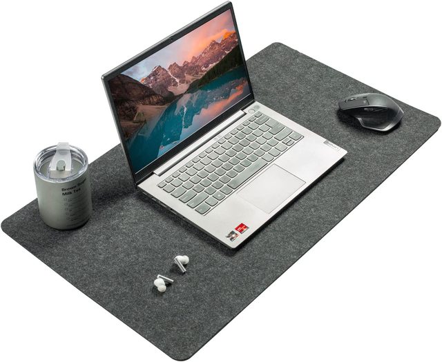 Felt Mouse Pad Stitched Wool Office XL Desk Pad with Anti-Slip Base Computer Keyboard Mat