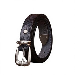 Ceinture décontractée personnalisée pour homme en cuir de vachette avec boucle ardillon en alliage, design 3D, options de logo frontal extensible, durable, séchage rapide, pour le sport - Product Image 1