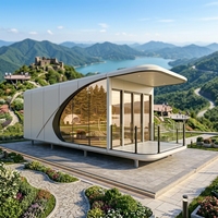 Maison capsule spatiale de luxe en structure acier, cabine modulaire préfabriquée, hôtel-resort, glamping, hébergement de camping, installation rapide