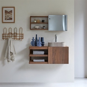 Tùy chỉnh pháp gỗ rắn tủ phòng tắm gỗ Countertop mở lỗ chân lông hoàn thành thạch anh Top lưu vực Vanity - Product Image 5