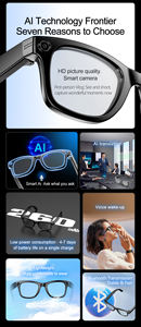 Lunettes intelligentes de transition IA avec caméra pour assistant IA, lecteur de musique et intégration d'applications d'appels vocaux, haut-parleur - Product Image 2