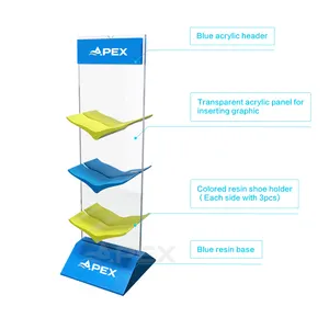 APEX Custom Shoe Brand Store Acrylic Display Rack 3 Tiers Shoe Display Store