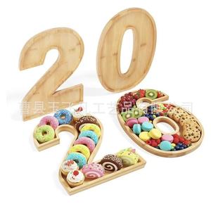 Bamboo 2026 Digital <b>Snack</b> <b>Tray</b> 30cm Solid Wood Serving Plate Home Use - Product Image 1