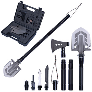 Pelle tactique portable multi-outils <span class=keywords><strong>de</strong></span> survie avec manche réglable, hache, scie et ouvre-bouteille pour la randonnée et la chasse - Product Image 1