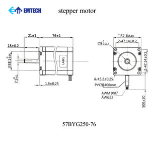 저렴한 NEMA 23 하이브리드 스테핑 모터 3A 전류 57BYG250 1.8N.m 유지 토크 - Product Image 3