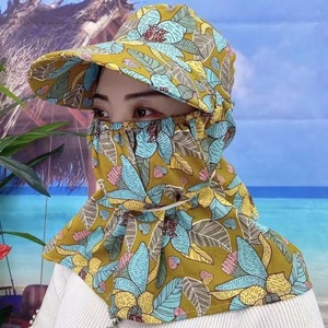 Women's <b>Summer</b> Bucket <b>Hat</b> With Face Cover UV Protection Floral Print Breathable Adjustable For Tea Picking Cycling - Product Image 1