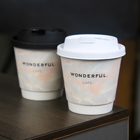 Gobelet à café blanc à emporter Newsense avec logo personnalisé, double paroi, en papier kraft recyclé, 16 oz, avec couvercle ondulé, écologique et biodégradable