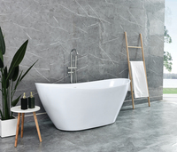Contemporain Moderne Luxe Intérieur Adultes Autoportant Acrylique Ovale Rectangle Blanc Surface Solide Egouttoir Portable pour Hôtels