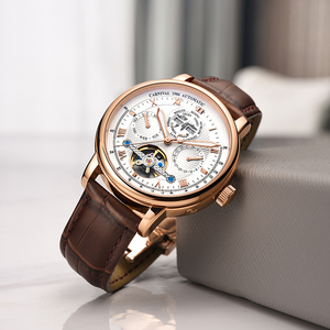 CARNAVAL Montre de sport de luxe pour homme Tourbillon Fonction date 50M Étanche Acier inoxydable Saphir Cristal 41mm Mécanique - Product Image 1