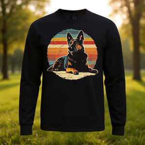 T-shirt vintage à manches longues avec motif de chien berger allemand rétro - Product Image 3