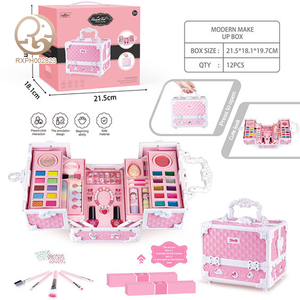 Maleta de maquillaje de plástico al por mayor para niñas, juego de juguetes de belleza DIY para niños con esmalte de uñas, Maleta de maquillaje para juego de simulación - Product Image 1
