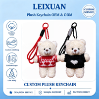 Porte-clés en peluche ours aviateur avec accent pull tricoté et lunettes de pilote, breloque de sac, jouet en peluche pour identification de bagages