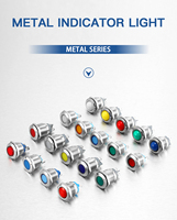Lampe indicatrice LED métallique 22 mm, étanche IP67, à montage sur panneau, lampe de signalisation 3V 6V 12V 24V 110V 220V, multicolore, usage industriel