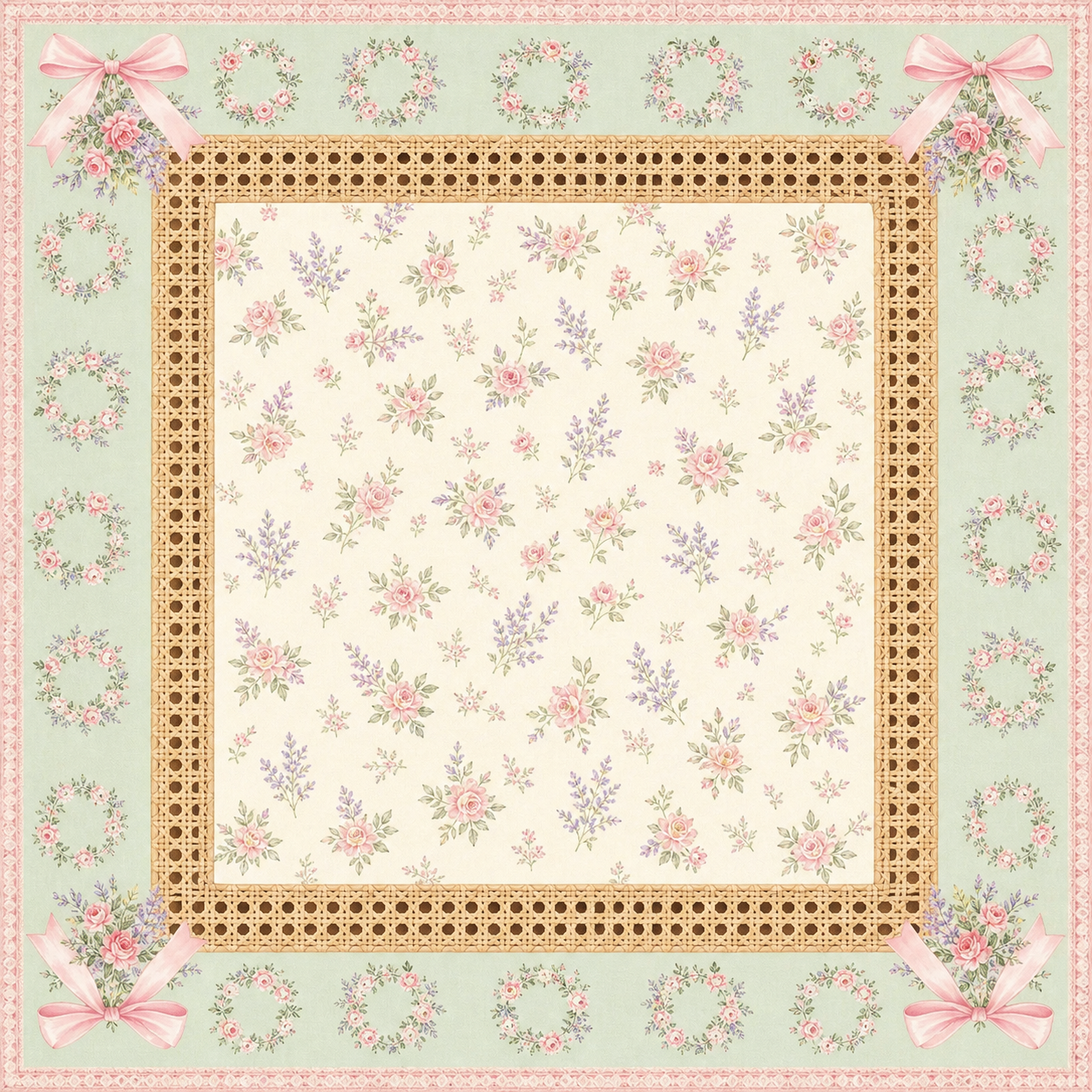 Pale Mint Pink Floral Bow
