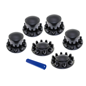 طقم بطانات ساتان أسود كامل مع أسنان 33 ملم على أغطية صواميل العجلات - Product Image 1
