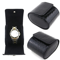 Étui de rangement portable de luxe pour montre à fente unique, en cuir PU façon crocodile avec doublure en daim, idéal pour un cadeau