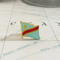 Broche en émail métallique époxy cristal drapeau national du Congo, collection de souvenirs, cadeaux, accessoires, épingles de revers