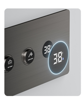 Ensemble de douche thermostatique noir pour salle de bain, 4 fonctions, pomme de douche pluie, système de robinetterie de douche à montage au plafond avec LED