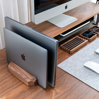 Support vertical pour ordinateur portable en bois massif, support pour tablette, organisateur de bureau pour le bureau, la maison, l'espace de travail, station d'accueil pour ordinateur portable en bois, étagère de rangement