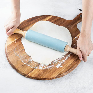 Tagliere Grande per <span class=keywords><strong>Pizza</strong></span> in Legno di Acacia, Rotondo, con Manico, per Servire Salumi, Carne <span class=keywords><strong>e</strong></span> <span class=keywords><strong>Pane</strong></span> - Product Image 4