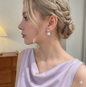 Boucles d'oreilles pendantes raffinées et élégantes, en argent sterling, avec un nœud charmant, pour femmes, mariages et rendez-vous galants - Product Image 5