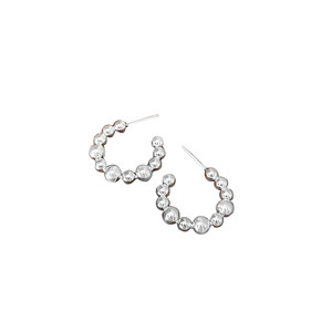 S925 Sterling <b>Silver</b> Ball <b>Stud</b> Earrings C Shape Simple Luxury Everyday Wear - Product Image 5