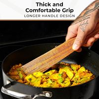 Ensemble de spatules en bois pour la cuisine, 2 spatules en teck durables de 12 pouces, spatule plate pour retourner les œufs, grattoir à crêpes, ustensiles en boîte