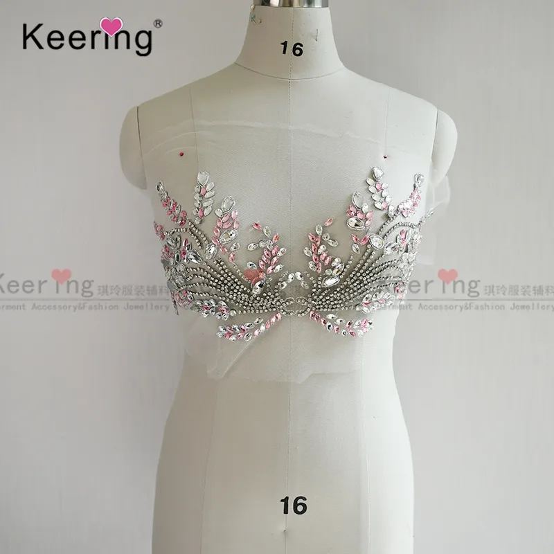 Haute qualité mariage ivoire perlé strass corsage pour la robe WDP-163