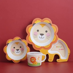 5 pezzi Vajilla ninos platos de bamboo bambu piatti 5 pezzi <span class=keywords><strong>set</strong></span> per l'alimentazione dei bambini, <span class=keywords><strong>set</strong></span> da cucina per bambini <span class=keywords><strong>set</strong></span> da pranzo per bambini in fibra di bambù - Product Image 2