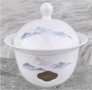 Service de table en porcelaine fine 45% (High Bone China) à motif de jardin chinois ancien, avec décor doré, pour banquets d'hôtel de luxe, personnalisable - Product Image 6