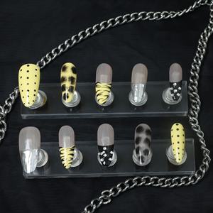 Precio de fábrica al por mayor, diseño rosa, uñas postizas hechas a mano, 10 unidades, uñas acrílicas 3D con forma de ataúd, uñas artificiales personalizadas - Product Image 2