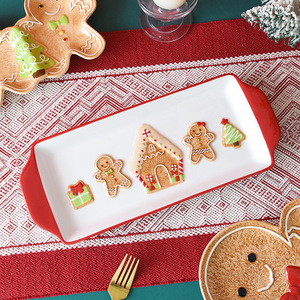 <strong>Christmas</strong> Gingerbread Man Long Ceramic Travel Design Cartoon <strong>Christmas</strong> <strong>Eve</strong> Holiday Decoration <strong>Plate</strong> for Cake and Snacks - Product Image 2