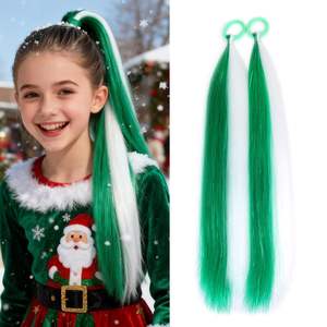 ผมปลอมแบ<span class=keywords><strong>บ</strong></span>หางม้าสี<span class=keywords><strong>เขียว</strong></span>/ขาว สำหรับผู้หญิงและเด็กผู้หญิง อุปกรณ์เสริมผมสังเคราะห์แบ<span class=keywords><strong>บ</strong></span>มีเส้นใย<span class=keywords><strong>ประกาย</strong></span> 20 นิ้ว สำหรับงานเทศกาล ปาร์ตี้ และวันพิเศษ - Product Image 1