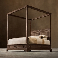Lit à baldaquin Oliviero, lit de luxe en bois massif, lit king-size ou queen-size, hôtel, villa, sur mesure, vente en gros