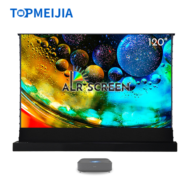 72-150 Inch ALR UST Projector Screen Electric Floor Rising 4K T-prism Screen for Fengmi AWOL Ultra Short Throw Laser Projector