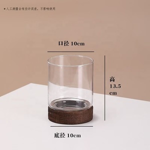 Vase à fleurs en verre cylindrique <span class=keywords><strong>de</strong></span> Base en bois artistique <span class=keywords><strong>de</strong></span> Style rustique classique pour cheminée chambre cuisine <span class=keywords><strong>salon</strong></span> centres <span class=keywords><strong>de</strong></span> <span class=keywords><strong>table</strong></span> - Product Image 5