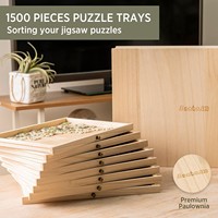 Plateaux de tri en bois laqué pour puzzles, design tiroir coulissant, quatre couches, rangement portable, couleur naturelle, 1500 pièces