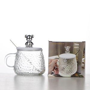 La migliore vendita di tazze da caffè nordiche personalizzate <span class=keywords><strong>tazza</strong></span> di vetro da caffè con coperchio <span class=keywords><strong>orso</strong></span> e cucchiaio - Product Image 5